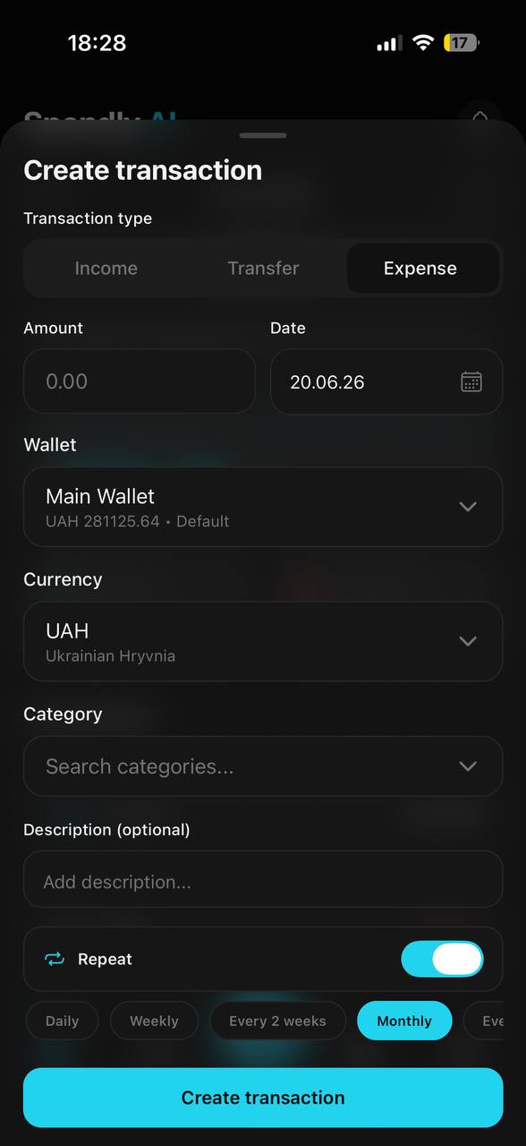 Log a transaction in seconds